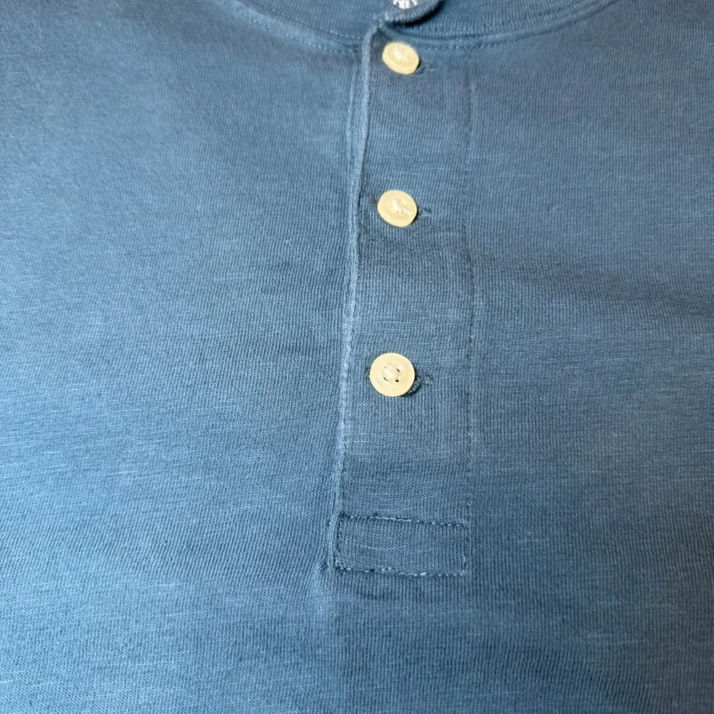 J Crew Mens Size XL Slub Cotton Henley Shirt Blue Short Sleeve Casual Tee Preppy